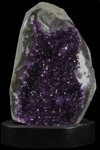 Dark Purple Amethyst Cluster On Wood Base #31204